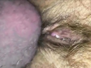 Hairy pussy being fucked - closeup