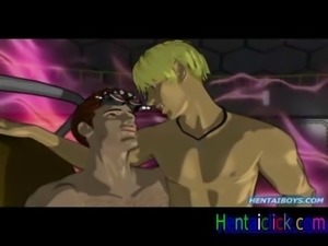 Hentai gay couple hardcore sex fun at home