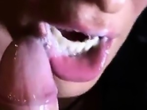 Mother blowjob with messy cum