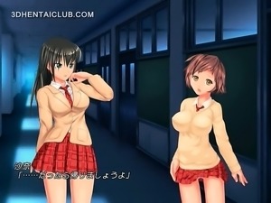 Busty hentai schoolgirl slurping her pussy juices
