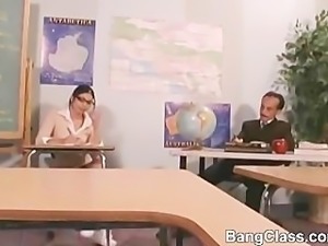 Hot teen gets fucked in the classroom