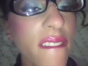 devoted slut with glasses pleases