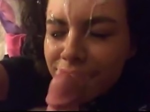 Sweet Face covered in cum