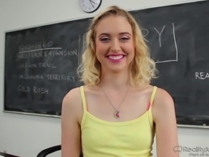 Hottest American models having an interview in the classroom