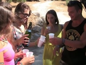Summer party with sweet brunette college chicks and hard big cocks somwhere...