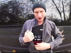 BumsBus - Busty European brunette gets fucked in the van