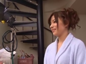Luscious Japanese pornstar Riko Adachi screams while being nailed