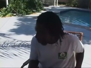 Fuck hungry black couple enjoy nice oral sex by the pool and on sofa