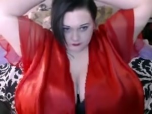 Naughty neighbour with giant boobs getting kinky on webcam