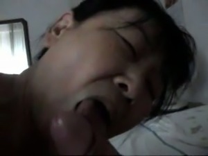 Asian chubby faced wifey of white buddy is busy with blowing him