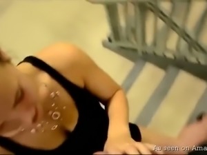 Beautiful and wild white teen babe blows dick in public places