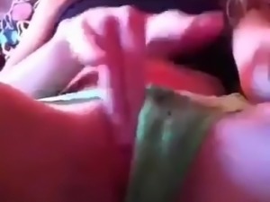 Green panties clit rub