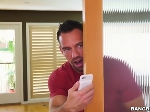 Dude gets caught on spying on Alexis Fawx and teased with a blowjob