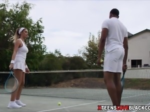 Cute teenie chick fucked by the BBC of her tennis coach