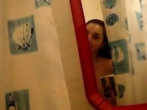Skinny babe caught on camera in the shower