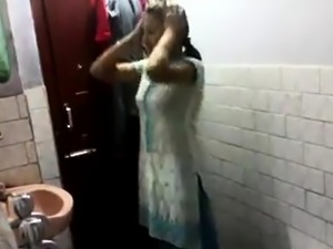Indian girl in bathroom