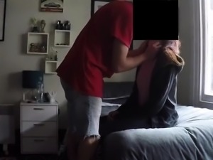 Slender brunette teen enjoying hardcore sex on hidden cam