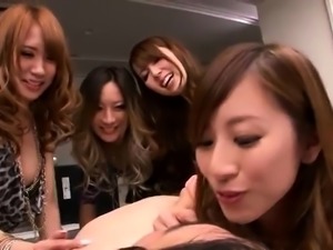 Charming Japanese beauties teasing and pleasing a meat shaft 
