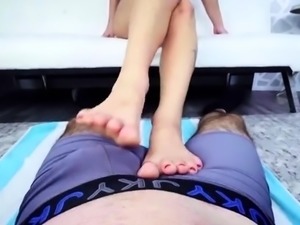 Sensuous babe surprising POV cock with painful footjob