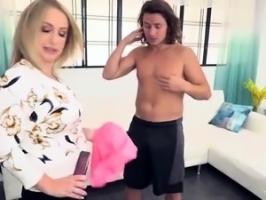Big boobed housewife giving into young cock temptation