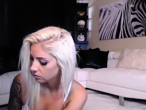 Pretty busty blonde with dildo - Webcam Show - Big tits