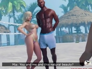 Blonde 3D Hottie Rides BBC Beach Sex