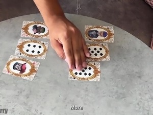 Russian stepsister lost her pussy at cards and gets fucked in ripped fishnet...
