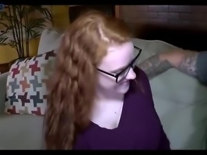 Matured guy met a red-haired chubby girl at the party he invites her home for...