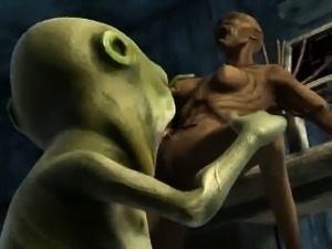 3D alien babe sucks cock and gets fucked hard