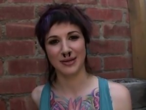 Beautiful tattooed teen got her anus nailed roughly