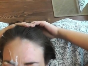 Submissive girls first facial