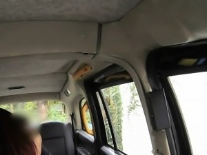 Sexy redhead Brit bangs in fake taxi