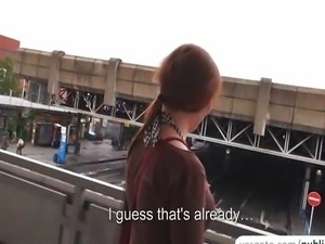Public sex with red haired amateur