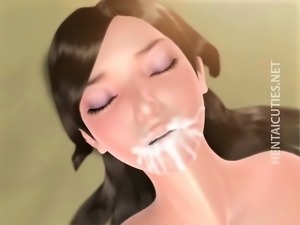 Sexy 3D anime minx gets tits cummed