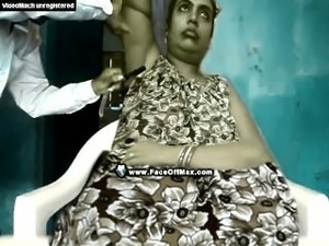 shaving female armpits hair by barber in different angles by straight razor