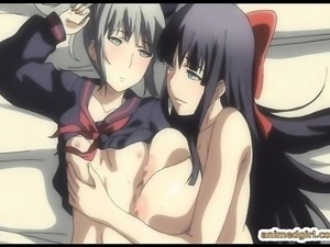 Busty anime threesome fucked in the outdoor
