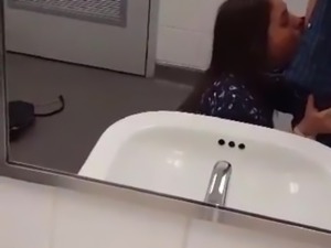 Teen asian secretary deepthrout in bathroom