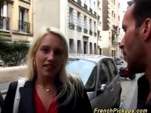 hot blonde french babe picked up from street for her first anal video tape