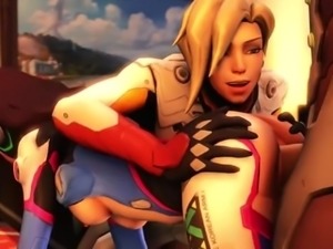 Mercy and DVA in Overwatch have sex
