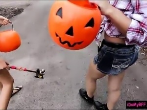 Trick or treat turns to hardcore fucking with nasty dude
