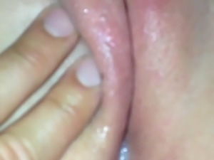 Wet pussy fingered and licked close up