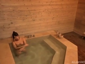 Two of the cutest Asian chicks going lesbian in a wooden bathtub