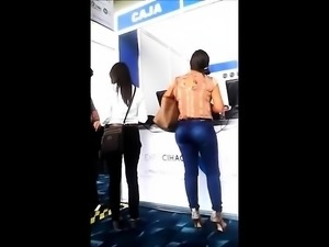 Good butt in small trousers in the airport