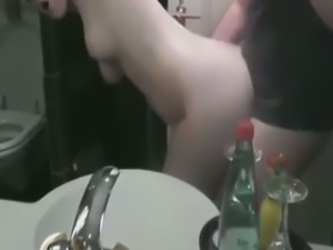 Shagging my sexy girl in front of the mirror in the bathroom