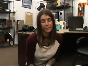 Natural tits brunette babe fucked hard by nasty pawn guy