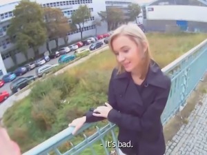Blonde cutie is tricked into outdoor sex filmed on spy camera glasses