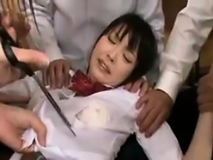 Adorable Japanese schoolgirl with sexy legs gets treated li
