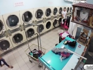 Slutty perv Annika Eve fucked in the laundry area