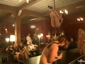 Horny girls perform striptease at the private party