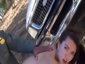 Latina babe fucked by the law enforcer at the border